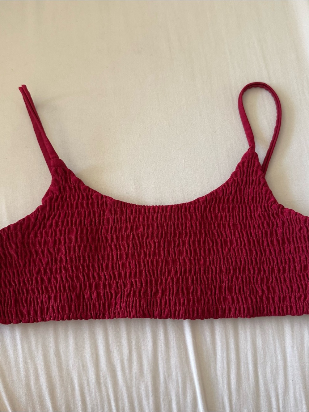 Smocked Bikini Top — Red